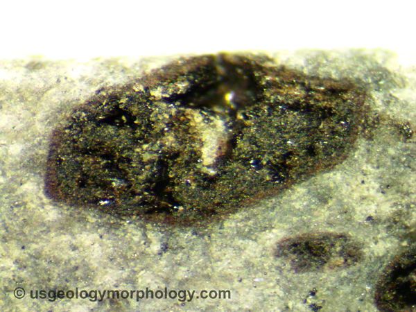 close-up of a hornblende crystal