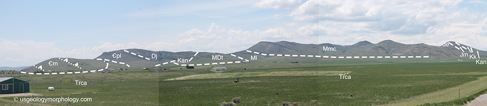 panoramic view of the lombard thrust east of Three Forks, Montana
