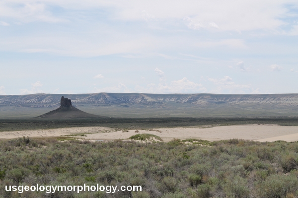 Killpecker dune field and Boars Tusks volcanic landform, Wyoming