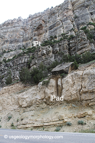 close-up of Tensleep and Amsden formations, Wind River Canyon, Wyoming