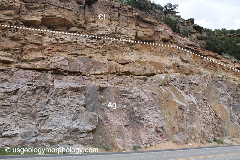 Northern end of the Great Unconformity, Wind River canyon, Wyoming