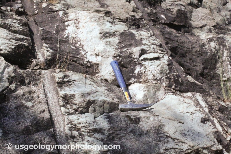 Anorthosite and gabbro near Split Rock Falls, Adirondacks, New York