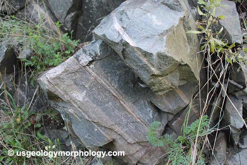 close-up of mylonite in the Carthage-Colton shear zone, Adiorndacks, New York