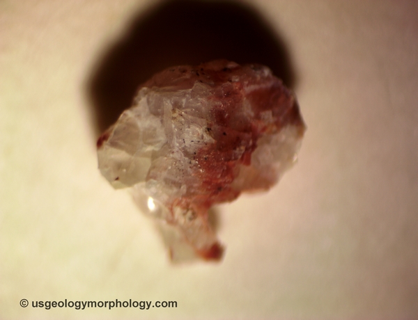 Minnesota anorthosite hand sample close-up-plagioclase and hematite