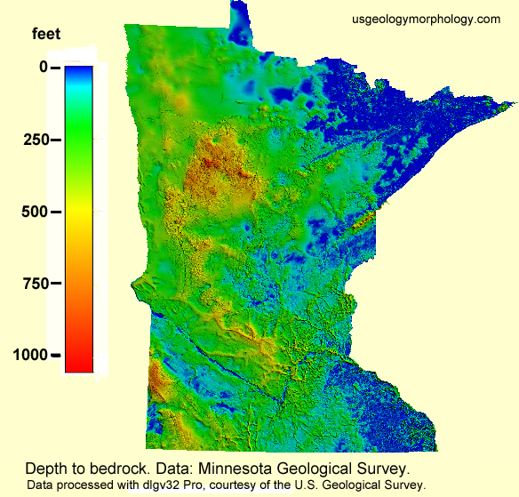 Minnesota depth to bedrock map