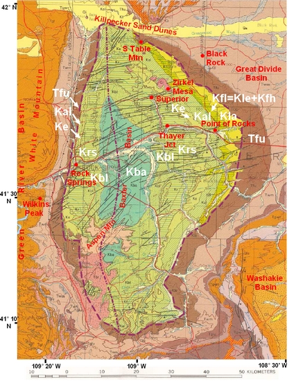 geologic map of Rock Springs uplift, Wyoming